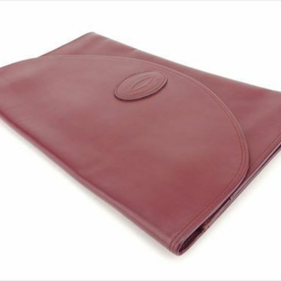 Cartier Clutch bag Mastline Red leather Woman unisex Authentic Used E1345 - Picture 6 of 8